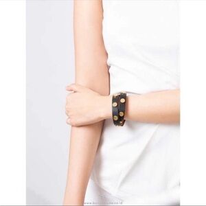 Tory Burch black & gold leather wrap bracelet
